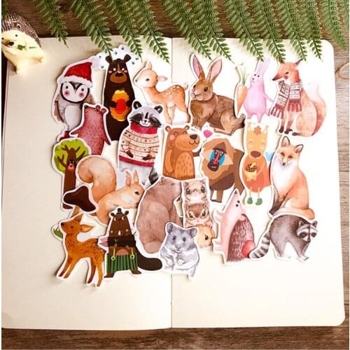 22PCS Cute small animal hand sticker material Children reward sticker Creative photo album dIY sticker