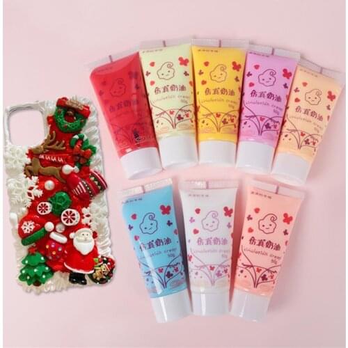 50ml Resin DIY Craft Soft Clay Fake Whipped Cream Clay Simulation Cream Gel Mobile Shell Handmade Decoration 11.5cm x 4.5cm, 1Pc