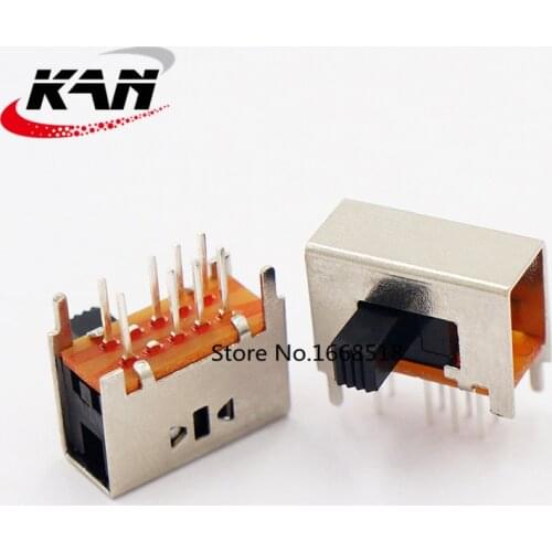 50PCS One button toggle switch SK-23D13 horizontal 8 feet two rows three/2 block side dial / sliding handle toy power socket