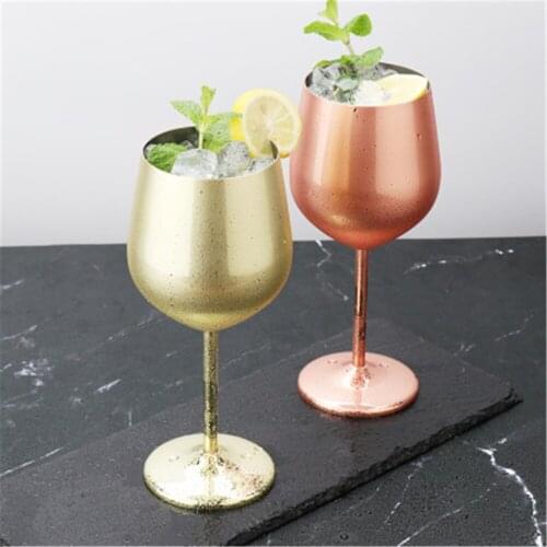 Single Layer Copper Plated Goblet Stainless Steel Red Wine Glass Cup 500ML Large-Capacity Drop-Resistant Bar Wine Juice Drinker