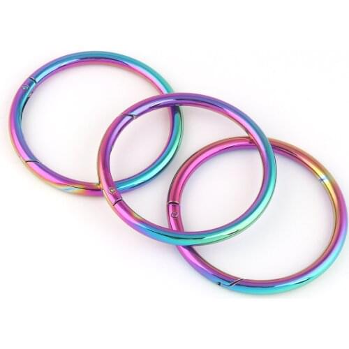 61mm Rainbow Spring Round Ring Gate Snap Hook Gate O Ring,Metal Push Purse Clasp Webbing Hardware Bag Clasp Spring Buckle