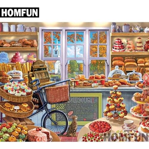 HOMFUN Full Square/Round Drill 5D DIY Diamond Painting "The Bakery" 3D Embroidery Cross Stitch 5D Home Decor A00777