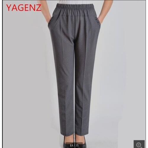 High quality Casual woman pants plus-size High waist work pants Summer straight pants Elastic waist Baggy pants women BN3618