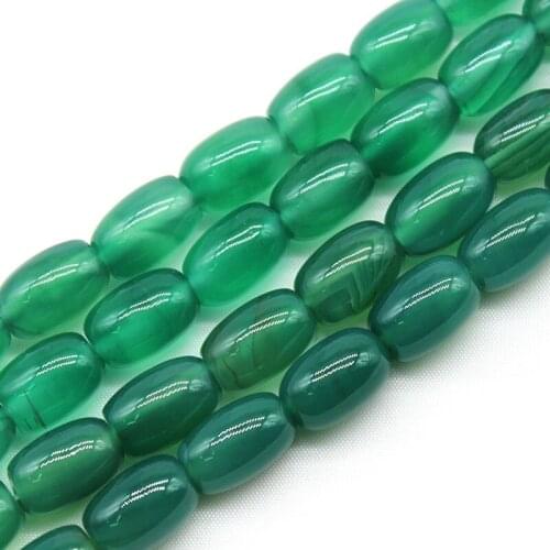 Natural Green Agates Stone Drum Shape Loose Spacer Beads 10x14mm For Jewelry Making DIY Bracelet Necklace Accessories15"