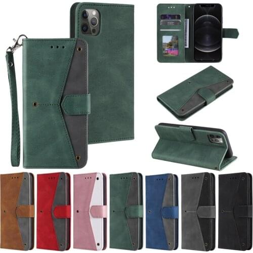 Luxury Splicing Magnetic Wallet Case For iPhone 12 Mini 11 Pro XS Max XR 6 6S + 7 8 Plus SE 2020 Holder Leather Flip Stand Cover