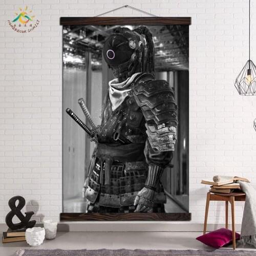 Black Mask Samurai Portrait Abstract Wall Art Posters and Prints Canvas Painting Wall Pictures Vintage wall art pictures