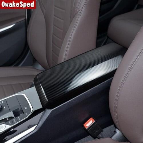 Carbon Fiber Color Console Armrest Box Cover Decoration Trim For BMW 3 Series G20 2018-2020 LHD Car Styling Interior Accessories