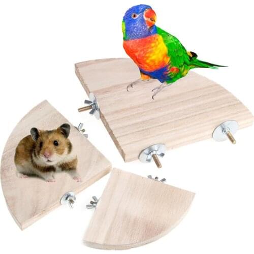 New Pet Parrot Wood Platform Stand Rack Toy Hamster Station Board Branch Perches For Bird Cage