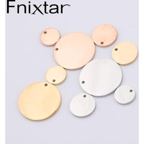 Fnixtar 1.8mm Thickness DIY Blank Stamping Round Discs Mirror Polish Stainless Steel Engrave Charm Disk 25/15/12mm 20piece/lot