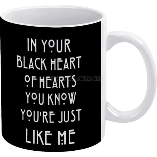 Mr M. Black Heart White Mug Vintage Mug New Unisex Size Mug Ahs Ahs Hotel Hotel Mr March Evan Peters