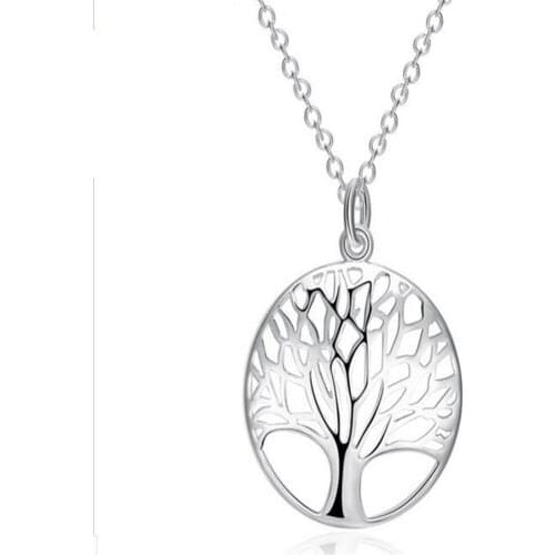 HOT Lose Money Item silver totem religion Fashion silver Tree Of Life Pendant Necklace 18inch 1mm collares hot 925