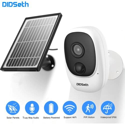 DIDseth 1080P Rechargeable Battery Powered IP Camera Solar Power Charging 1080P HD Outdoor Wireless Security WiFi Camera