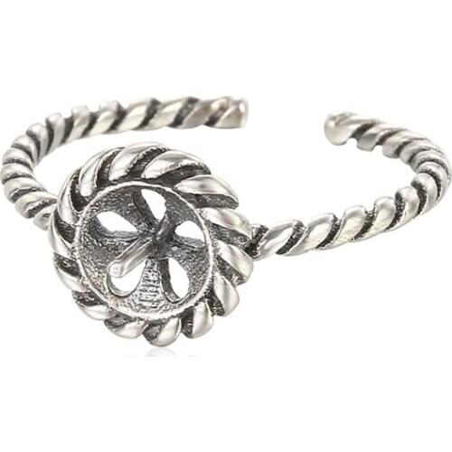 Ring Blank for 6mm-10mm Round Beads or Pearls Thai Sterling Silver Ring Setting Adjustable Ring Base SR0102