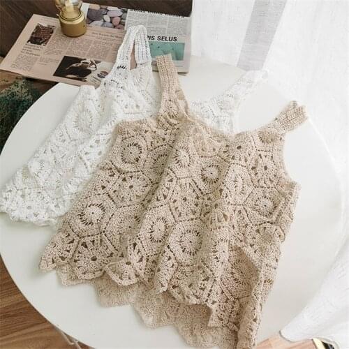 Summer Tank Tops Women Hollow Out Crochet Vest Camis Mujer Beach Holiday T Shirt Sleeveless Crop Top Camisole Female
