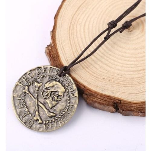 Small PS4 Uncharted 4 A Thiefs End Metal Necklace Gold Coin Game Pendant Metal Gift For Men Choker Kolye Collares High Quantity