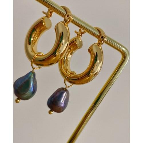 Fashion round big pearl earrings for women freshwater cultured pearl Holiday jewelry