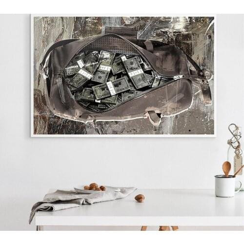 Wall Art Modular Picture Dollars Gray Money Bags Posters Canvas Paintings Quadros Prints Nordic Modern Posters Home Decor