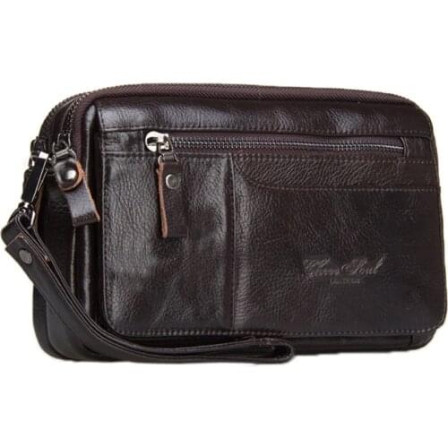 CHEER SOUL Fashion Genuine Leather Men Clutches Bag ID Card Holder Cowhide High Capacity Pop up Credit Card Coin Purse Handbag