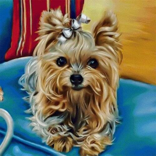 Animal Yorkshire Terrier DIY 11CT Embroidery Cross Stitch Kits Craft Needlework Set Cotton Thread Printed Canvas Home Room