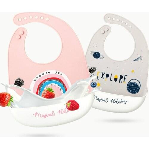 1pcs Baby Stuff Waterproof Silicone Bib Feeding Baby Newborn Cartoon Aprons 6-Speed Adjustable Baby Bibs Cloths Bandana Bibs