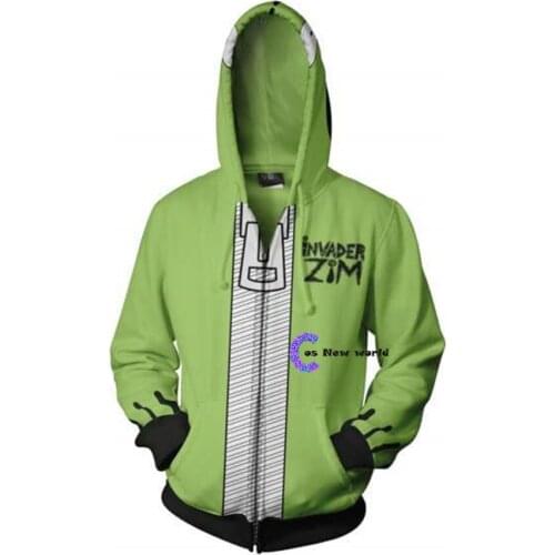 2021 New Fashion Anime Invader Alien Zim Hoodie Cosplay Movie Hoodie Sweatshirts 3D Men