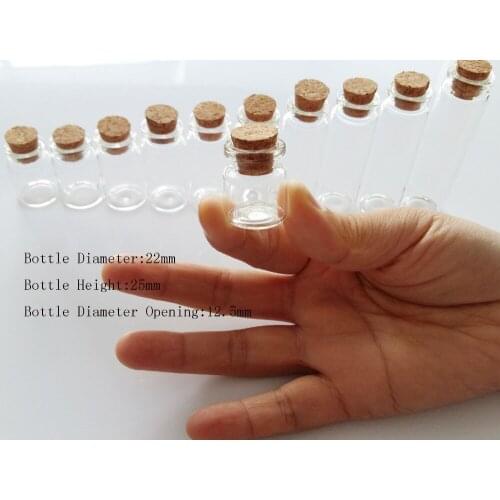 Wholesale 200pcs 4ml 22*25mm small glass vials with cork tops bottles Little empty jars