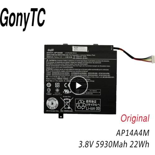 GONYTC AP14A4M 3.8V 22Wh original Laptop Battery For Acer Switch 10 SW5-012 Series 10.1" Tablets SW5-012-15RJ ICONIA TAB 10 A3-A