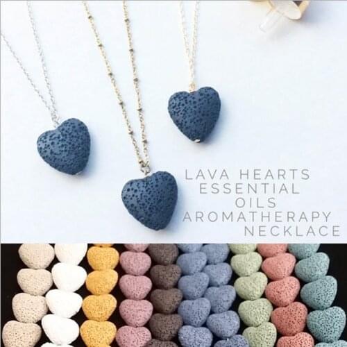 2020 new multicolored volcanic rock heart-shaped pendant necklace multi-color lovers collarbone necklace fashion gift