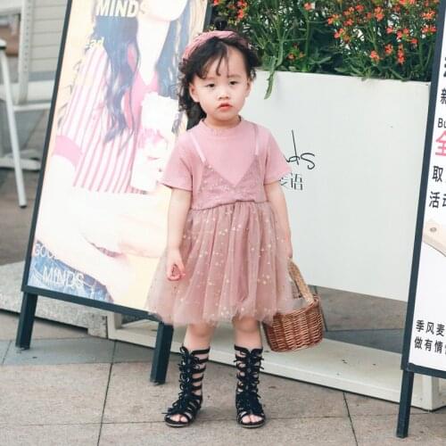 Toddler Girls Dress Summer Girls Sequin Star Tutu Dresses Baby Girls Cute Party Dress Vestidos Kids Clothing D1286