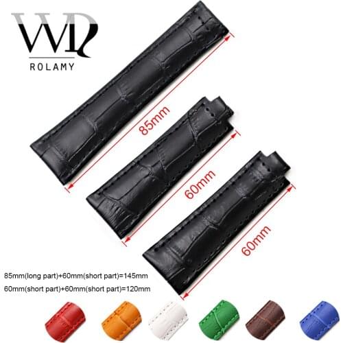 Rolamy 20mm Watch Band Strap Belt Real Calf Leather VINTAGE Replacement Watchbands Men Women Black Green White Brown Red Blue