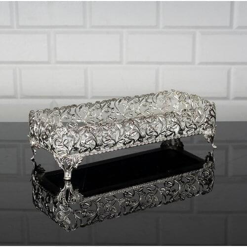 Serving Tray Luxury Service Plate Golden Silver Rectangle Square Small Big Turkish Arabic Oriental Eastern