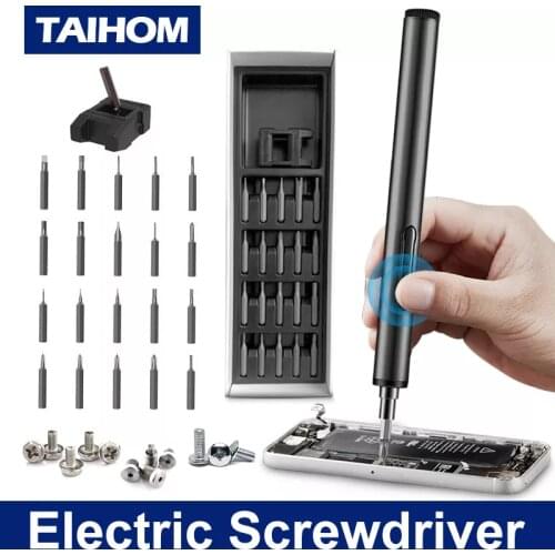 Taihom Cordless Mini Electric Screwdriver Set Wireless Non-Rechargeable Power Tools with 20 Pcs S2 Magnetic Bits and Flashlight
