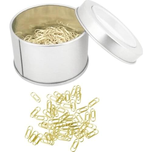 200pcs Gold Mini Paper Clip Super Cute Tiny Paperclips 3/5 Inch Stainless Steel in Silver Tinplate Paper Clip Holder Office Clip