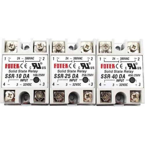 SSR-10DA SSR-25DA SSR-40DA Solid State Relay Module 3-32V Input DC 24-380V AC Output