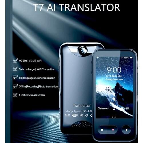 T7 4G The Internet Smart Voice Translator 138 Multi Languages In Real Time Online Instant Off Line Translation AI Conversion