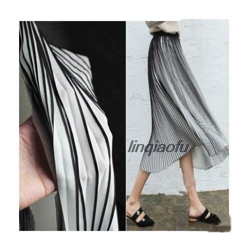 Black and white zebra stripes texture fold fabric soft skirt dress creative fashion fabric
