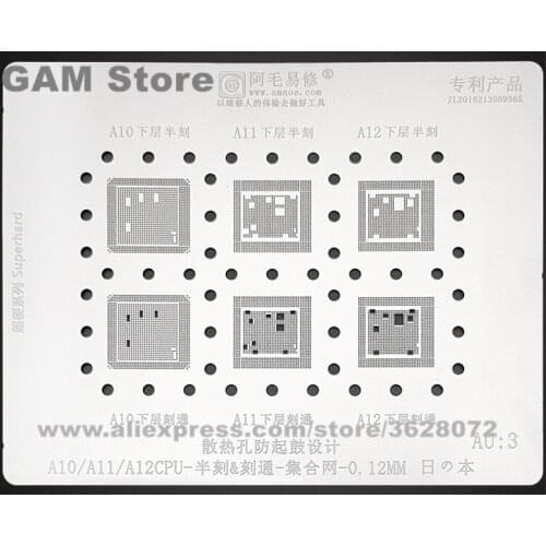 A10 A11 A12 CPU BGA Stencil For iPhone 7 Plus 8 8P X XS MAX XR Bottom Layer IC Reball Solder Tin Plant Net Steel Mesh Amaoe AU3