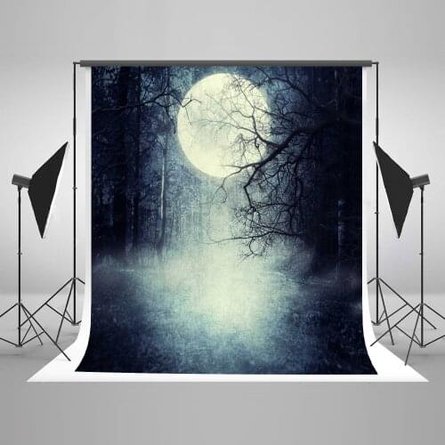VinylBDS Halloween Moonlight Photography Backgrounds Moon Photo Background Night Forest Achtergrond Doeken Fotografie