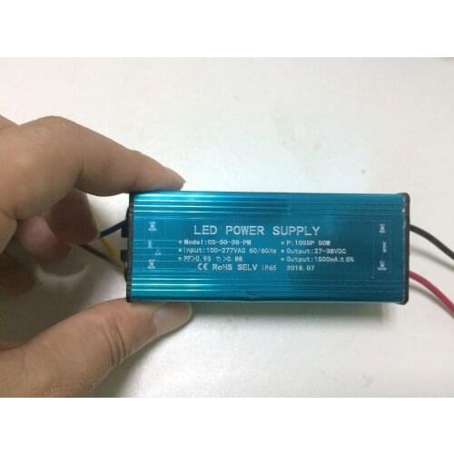 Waterproof LED driver Constant Current AC85V-265V to DC 20-39V 1500mA For 50W chip 10 Series 5 parallel