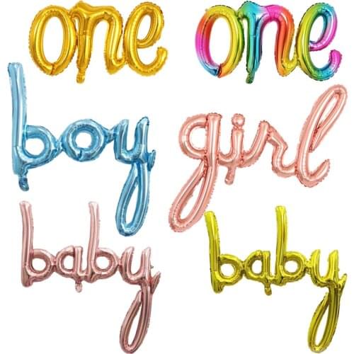 Conjoined Letters Foil Balloons Baby One Boy Girl Gender Reveal Balloon Birthday Party Decor Kid Baby shower Inflatable Air Ball
