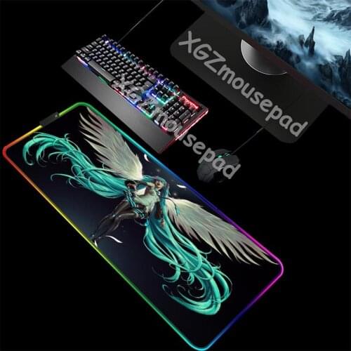 XGZ animated mouse pad RGB mouse pad angel wing LED lighting beautiful USB durable computer notebook keyboard desk mat