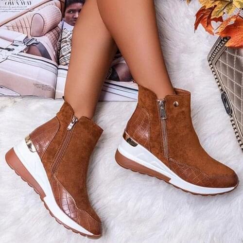 Plus Size Winter Women Boots Chunky Sneakers Ankle Boots Women Shoes Woman Zipper Buckle Thick Sole Platform Zapatos Mujer
