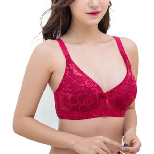 Women Embroidery Lace Bra Sexy Padded Up Underwire Summer Lace Brassiere Adjustable Thin Lingerie