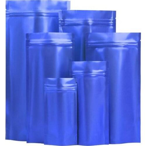1000pcs/lot Matt Purple Stand up Aluminum Foil Bag Snack Cookie Tea Coffee Packaging Bag Doypack Blue Foil bag