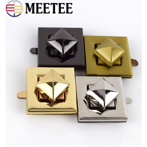 2/4/10pcs 30x30mm Square Metal Bag Twist Lock Handbags Purse Lock Buckle DIY Clasps Closure Luggage Hardware Accessories BD374