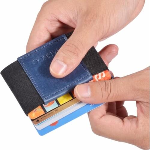 2020 Minimalist Slim Wallet Men Cardholder Mini Wallets Real Leather Business ID Card Organizer Elastic Carte Credit Card Holder