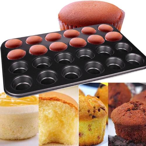 24 Cups Mini Muffin Cupcake Pan Mold Non Stick Baking Tray Cupcake Bread Egg Tarts Integrated Circular Mold Kitchen Baking Tools