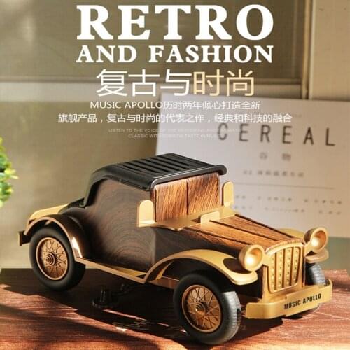 A9 classic car bluetooth speaker retro wood grain bluetooth speaker radio portable mobile phone stand mini speaker