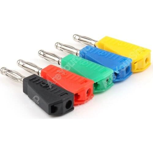 Areyourshop 10 Pcs 5 Color Nickel Plated Banana Plug For Test Probes 4mm Binding Post Jack Soldering