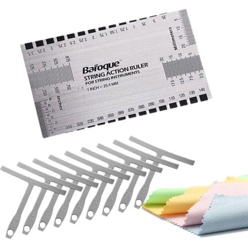 Baroque 9x Understring Radius Gauge Luthier Tools,String Action Ruler Gauge Measuring Tool for Guitar and Bass